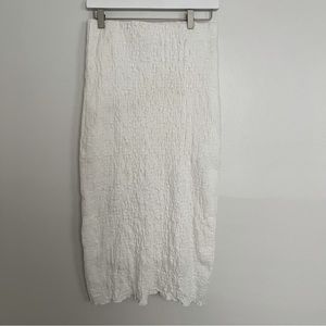 Mango MNG White Crinkle Fabric Maxi Skirt